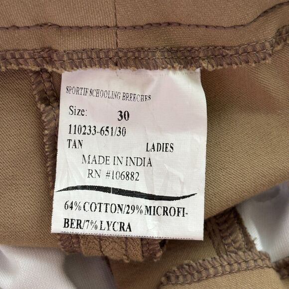 Equine Couture Women Sportif Schooling Breeches Riding Pants Tan Size 30 H285 - Picture 11 of 12